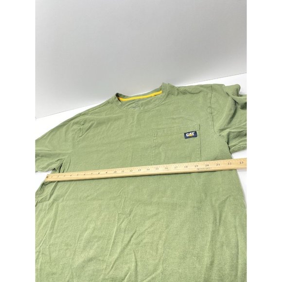 Mens Green Construction CAT Caterpillar XXL Label Pocket T-Shirt Workwear, As is - Picture 8 of 9